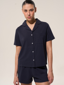 Піжама сорочка та шорти Темно-синя